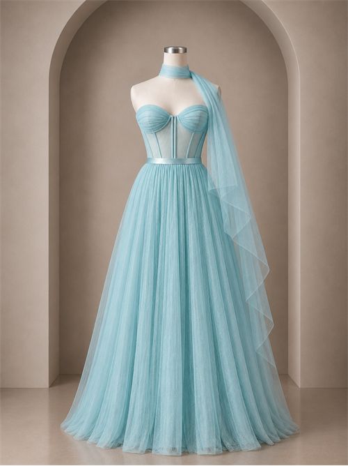 abito bustier tulle G FOR GIULSIE | LUX034ACQUA